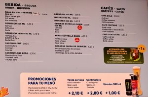 Bebidas y promociones menú - La Cocina de Epi PortAventura 2024