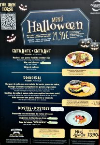 Menú Halloween 2024 de The Iron Horse restaurante de PortAventura